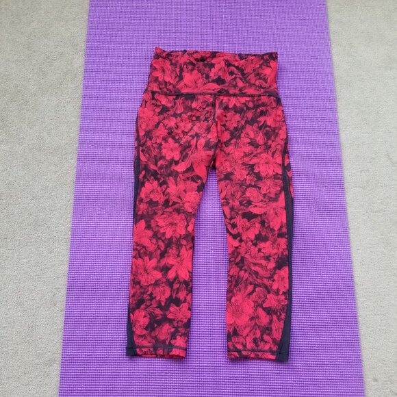 Lululemon Train Times Crop 21" Carmine True Red Black, size 6 - Picture 7 of 9